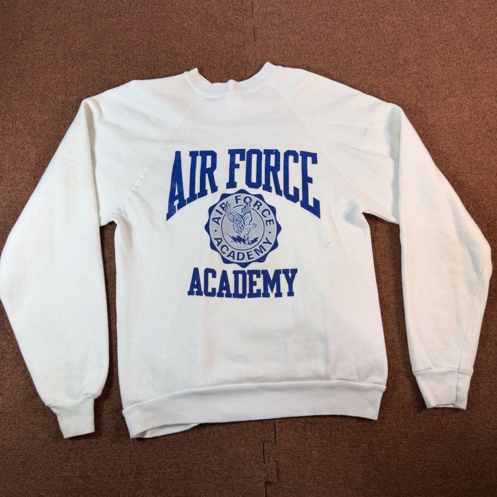 Artex Air Force Academy Sweatshirt Mens Large White Raglan USA Made Vintage gym